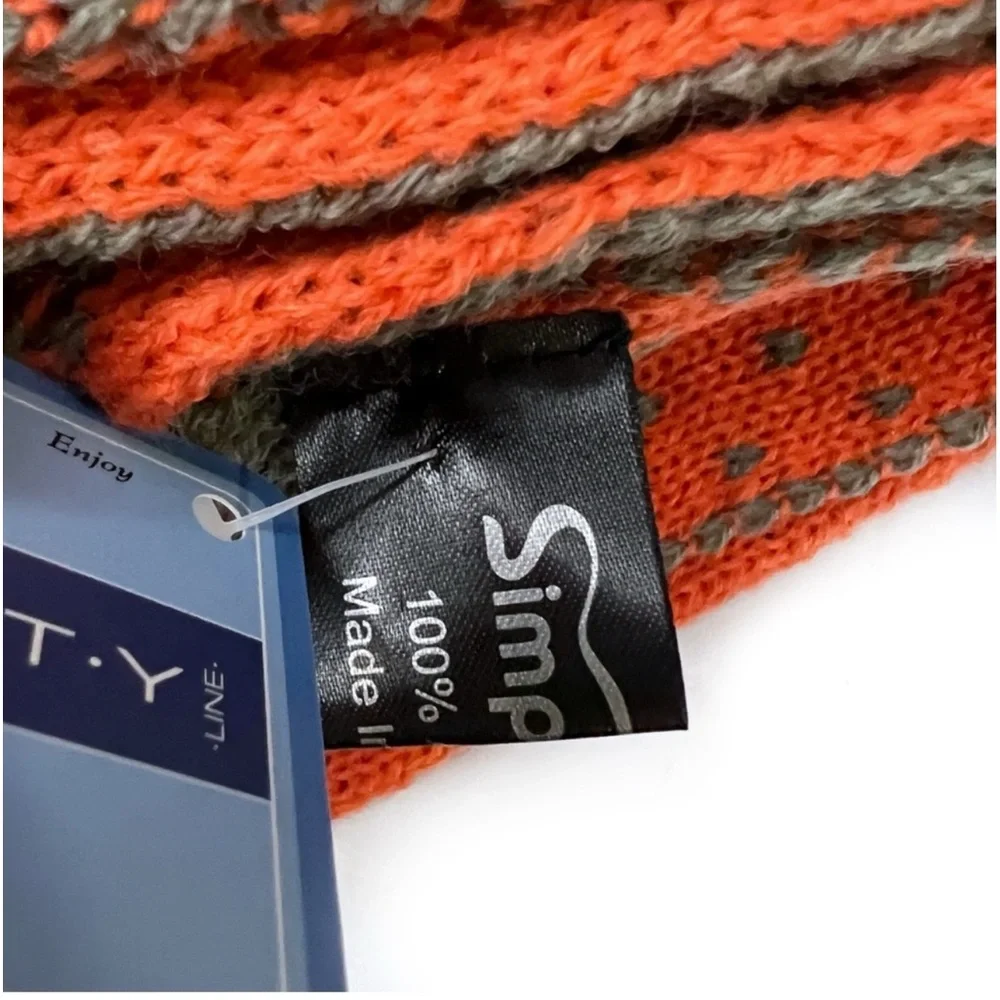Simplicity Knit Winter Scarf Long Wide Wrap Gray Orange